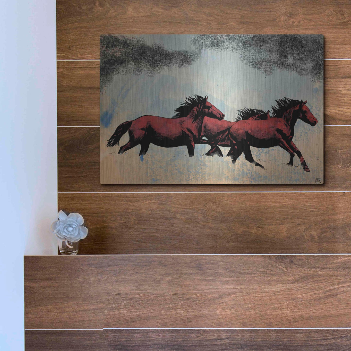 Luxe Metal Art 'Horses' by Giuseppe Cristiano, Metal Wall Art,16x12