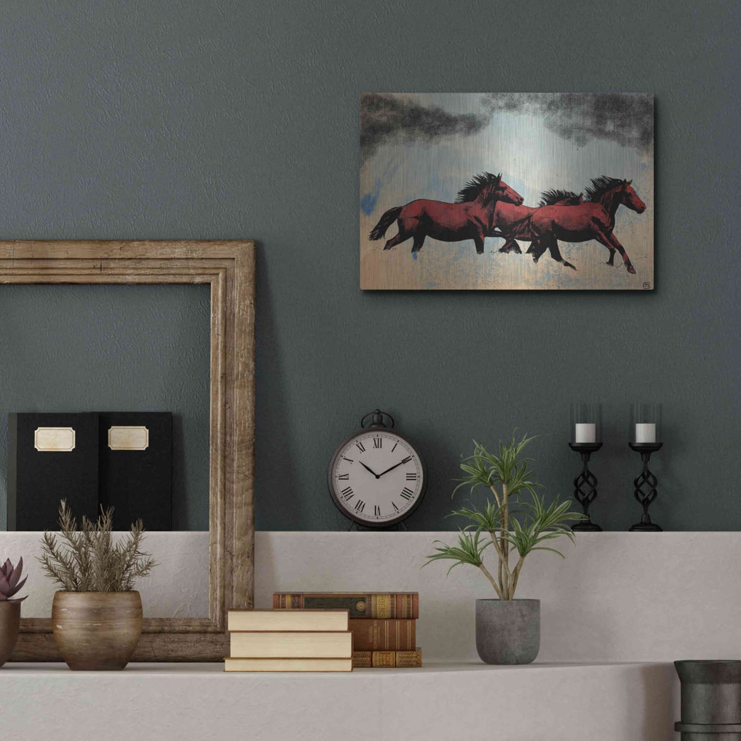 Luxe Metal Art 'Horses' by Giuseppe Cristiano, Metal Wall Art,16x12