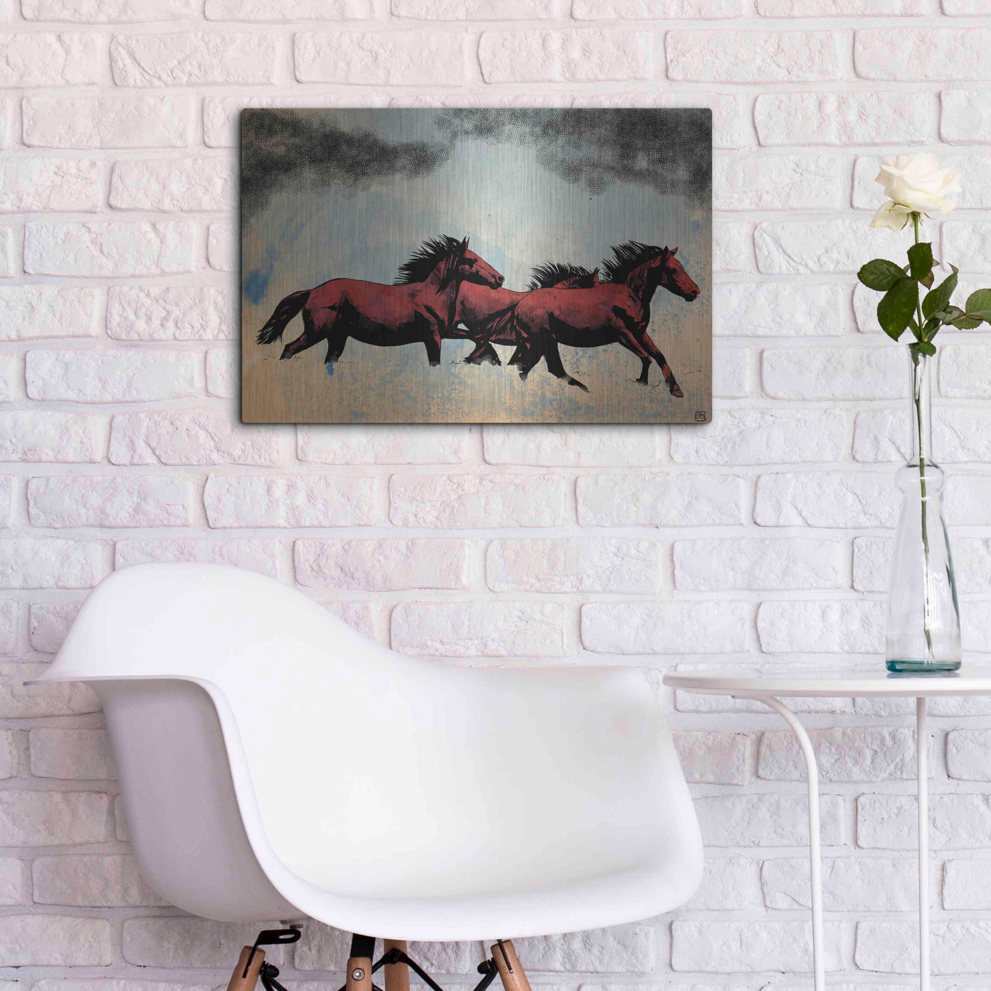 Luxe Metal Art 'Horses' by Giuseppe Cristiano, Metal Wall Art,24x16