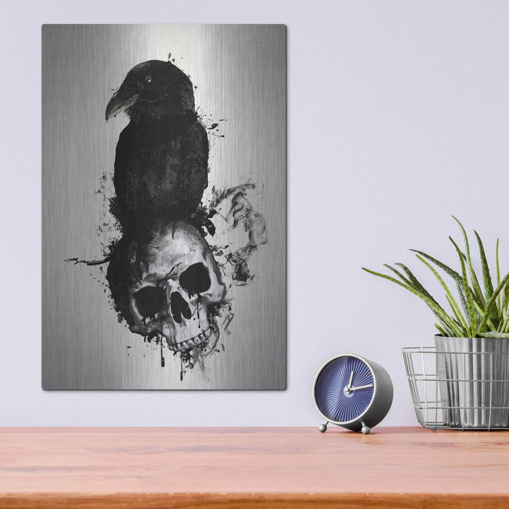 'Raven and Skull' by Nicklas Gustafsson – Metal Wall Art, 12x16 room view