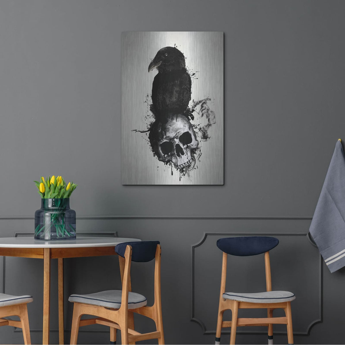 'Raven and Skull' by Nicklas Gustafsson – Metal Wall Art, 24x36 room view