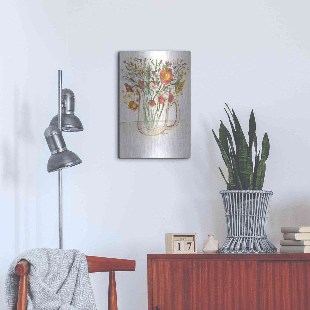'Buttermilk Farm Florals' by Jessica Mingo – Metal Wall Art, 16x24 room view