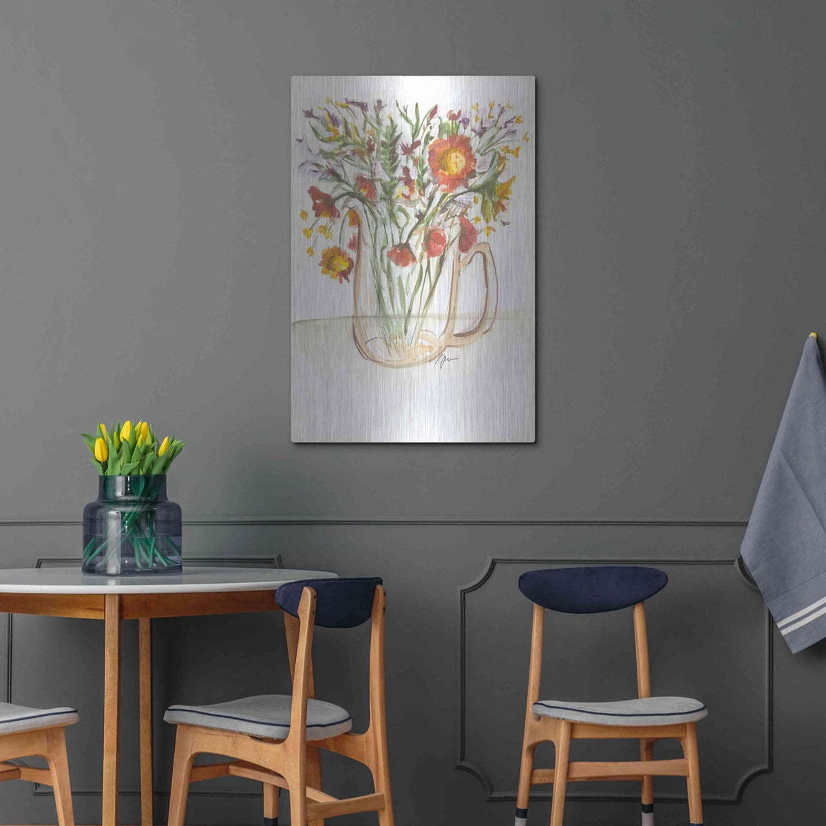 'Buttermilk Farm Florals' by Jessica Mingo – Metal Wall Art, 24x36 room view