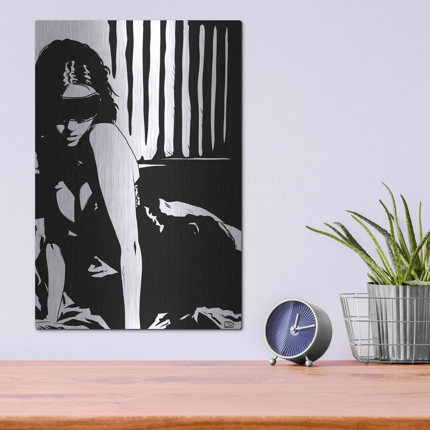 Luxe Metal Art 'Blindfold' by Giuseppe Cristiano, Metal Wall Art,12x16