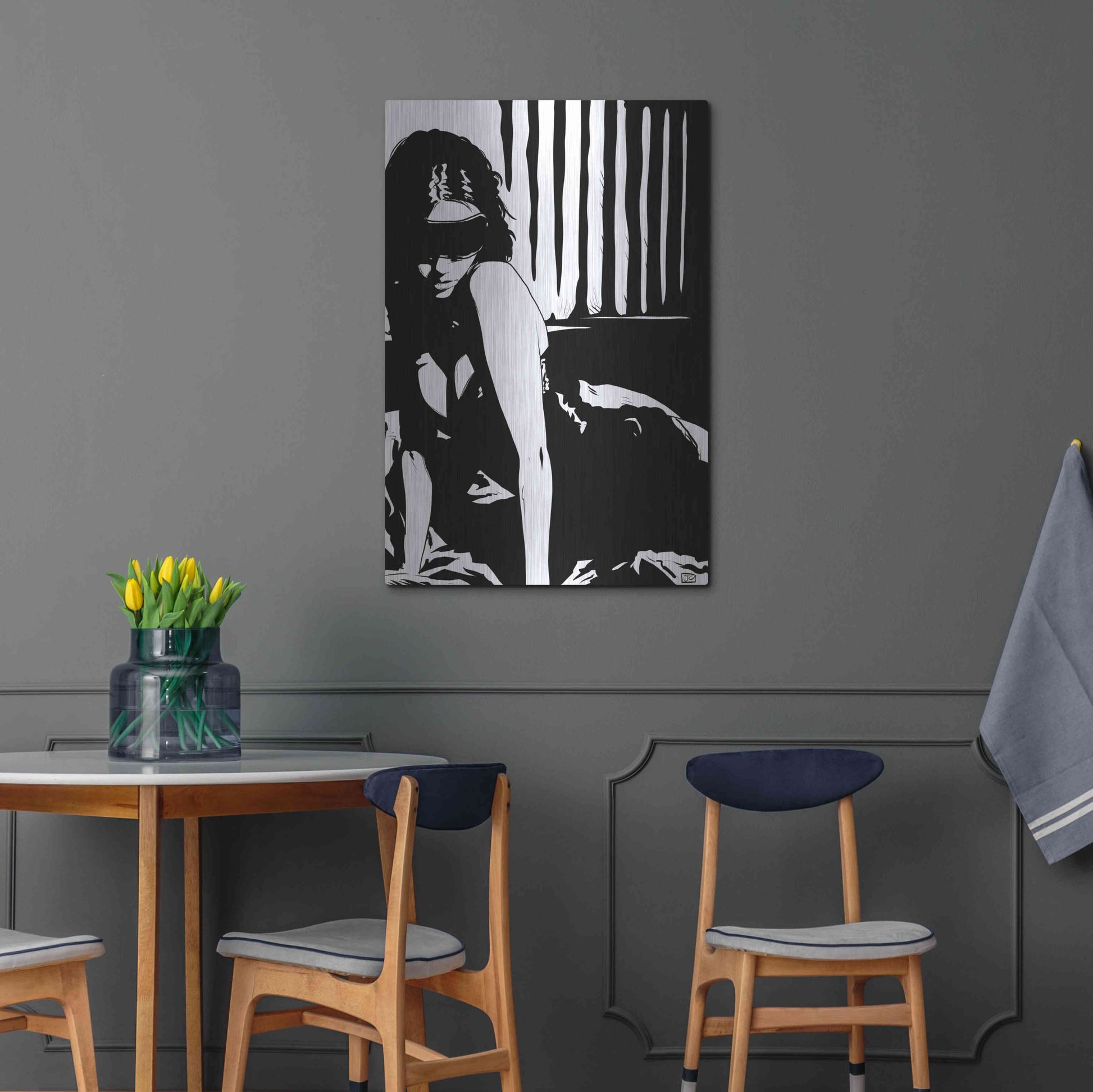 Luxe Metal Art 'Blindfold' by Giuseppe Cristiano, Metal Wall Art,24x36