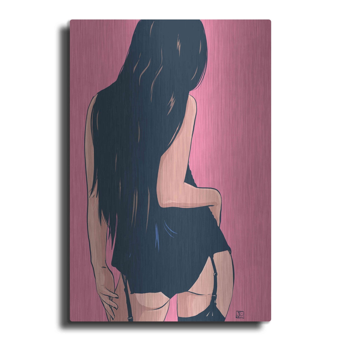 Luxe Metal Art 'Brunette in Black' by Giuseppe Cristiano, Metal Wall Art