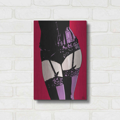 Luxe Metal Art 'Purple Corset' by Giuseppe Cristiano, Metal Wall Art,12x16