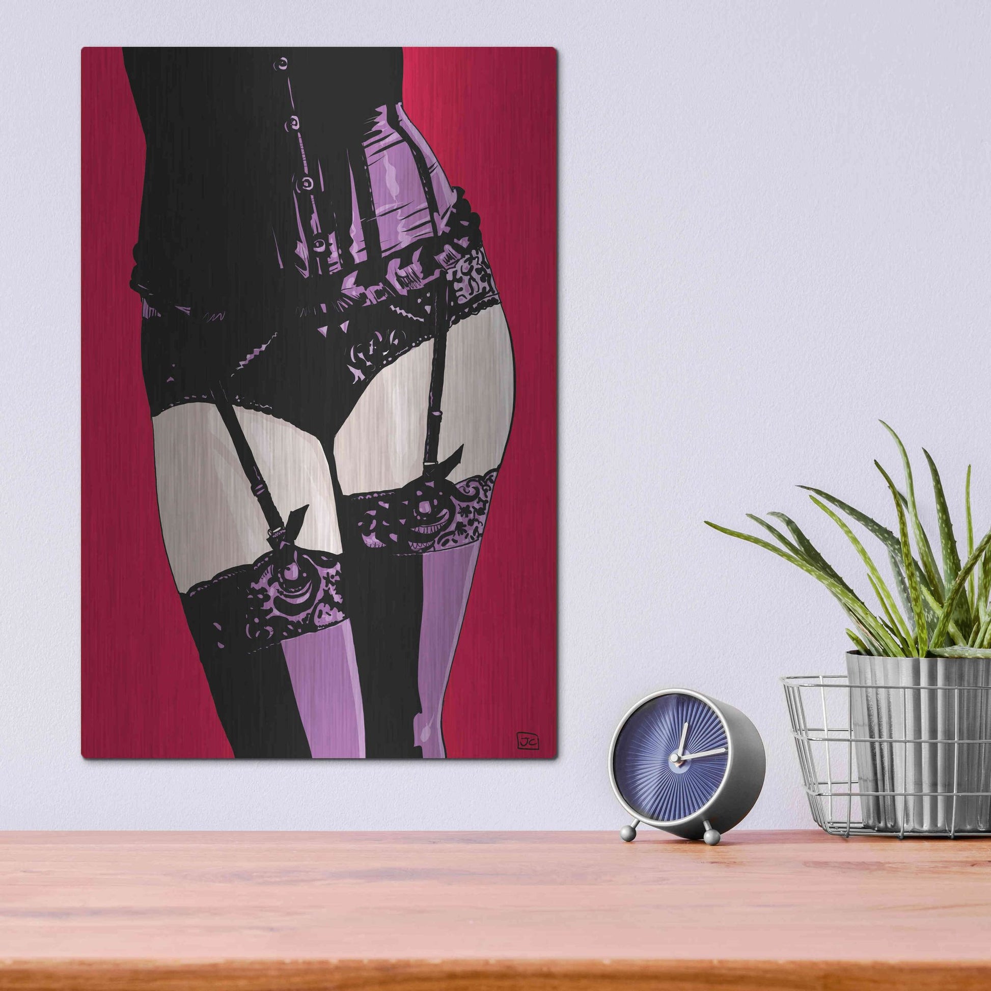 Luxe Metal Art 'Purple Corset' by Giuseppe Cristiano, Metal Wall Art,12x16