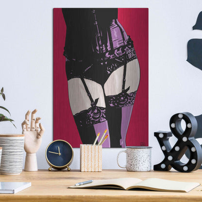 Luxe Metal Art 'Purple Corset' by Giuseppe Cristiano, Metal Wall Art,12x16