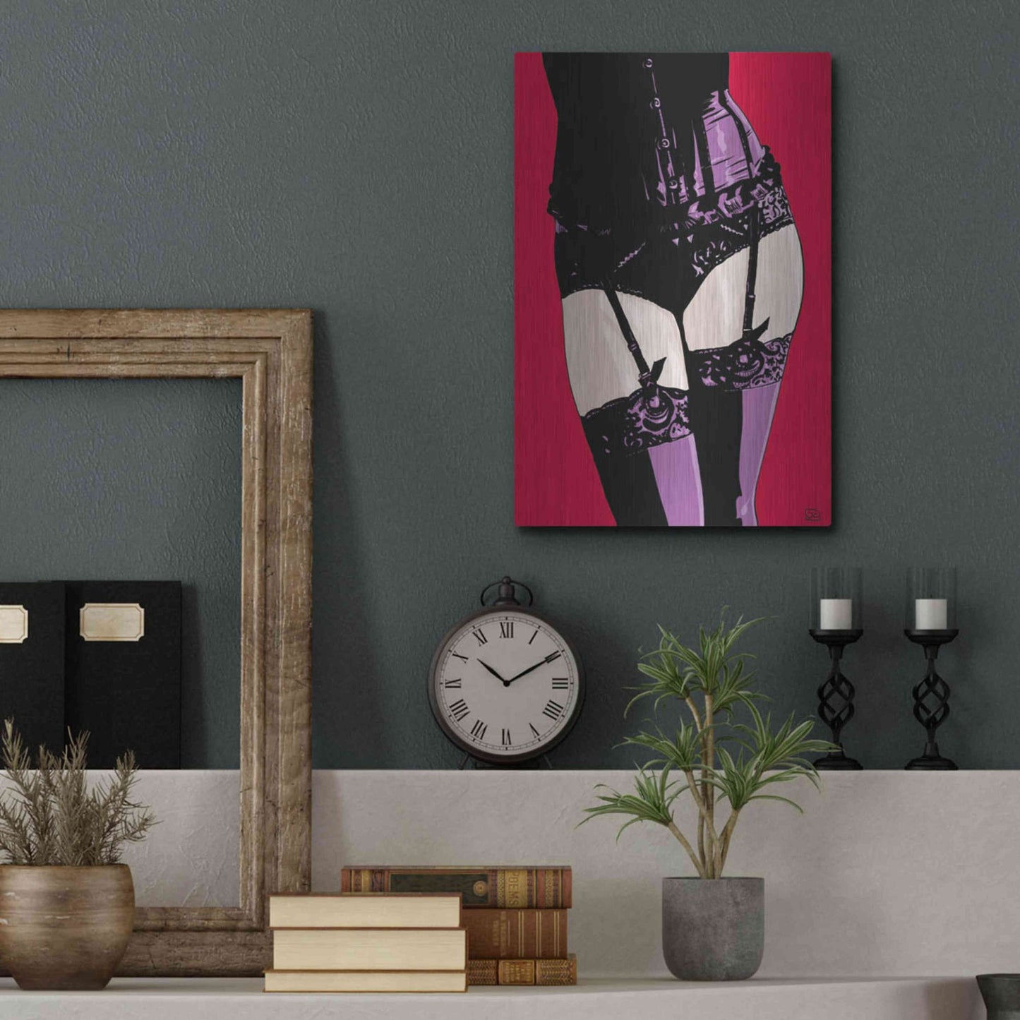 Luxe Metal Art 'Purple Corset' by Giuseppe Cristiano, Metal Wall Art,12x16