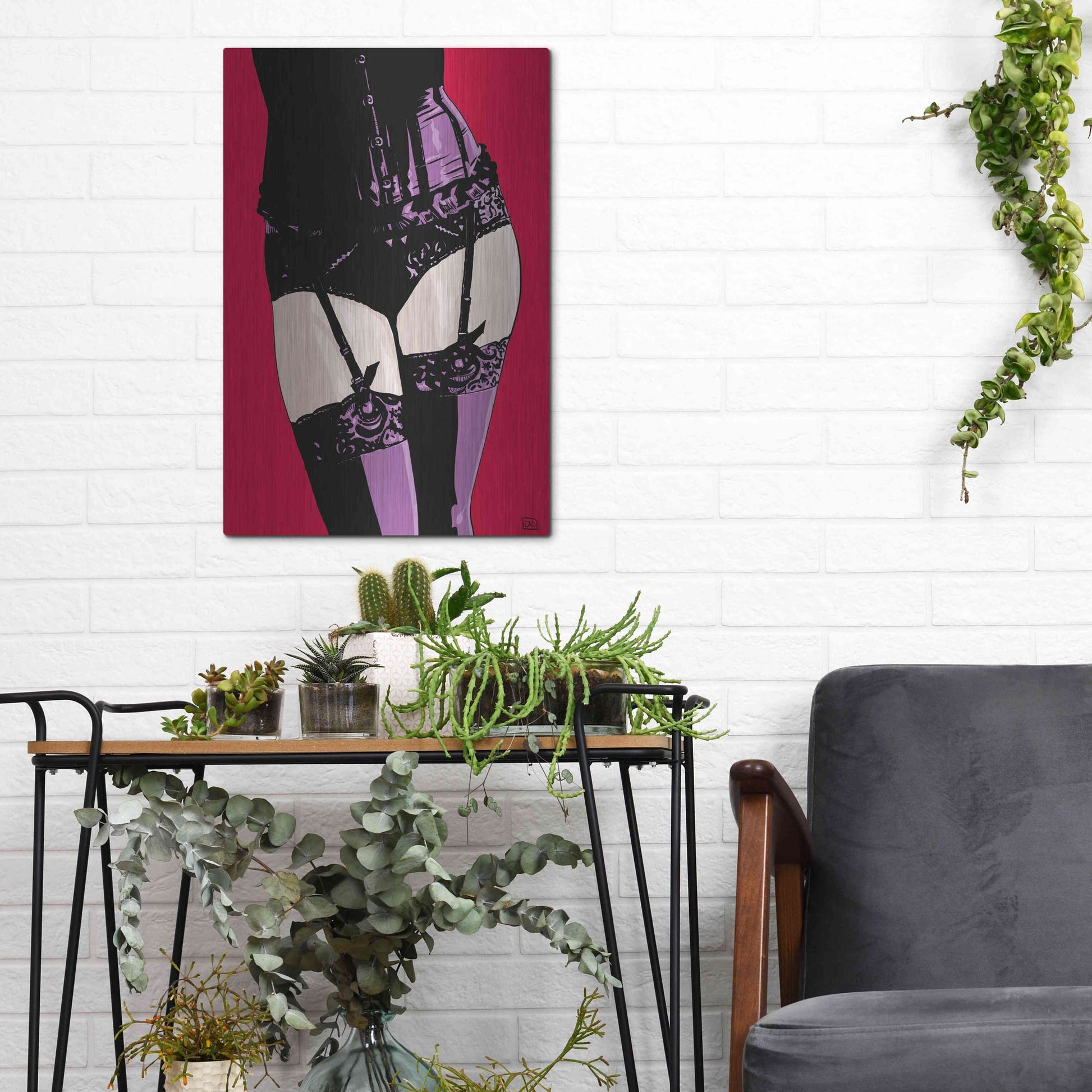 Luxe Metal Art 'Purple Corset' by Giuseppe Cristiano, Metal Wall Art,12x16