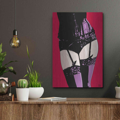 Luxe Metal Art 'Purple Corset' by Giuseppe Cristiano, Metal Wall Art,12x16