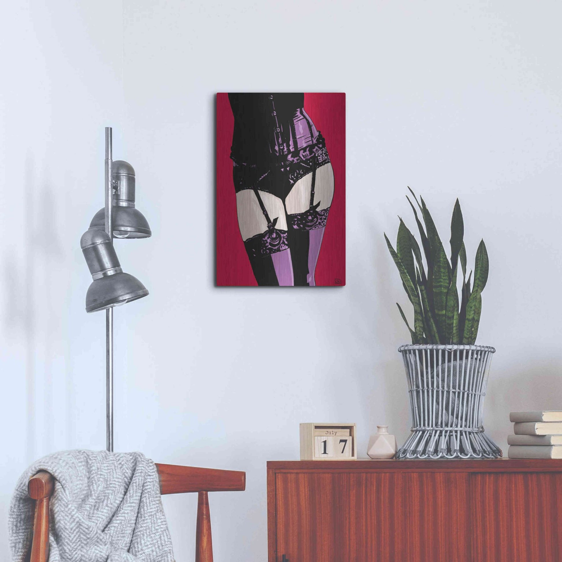 Luxe Metal Art 'Purple Corset' by Giuseppe Cristiano, Metal Wall Art,16x24