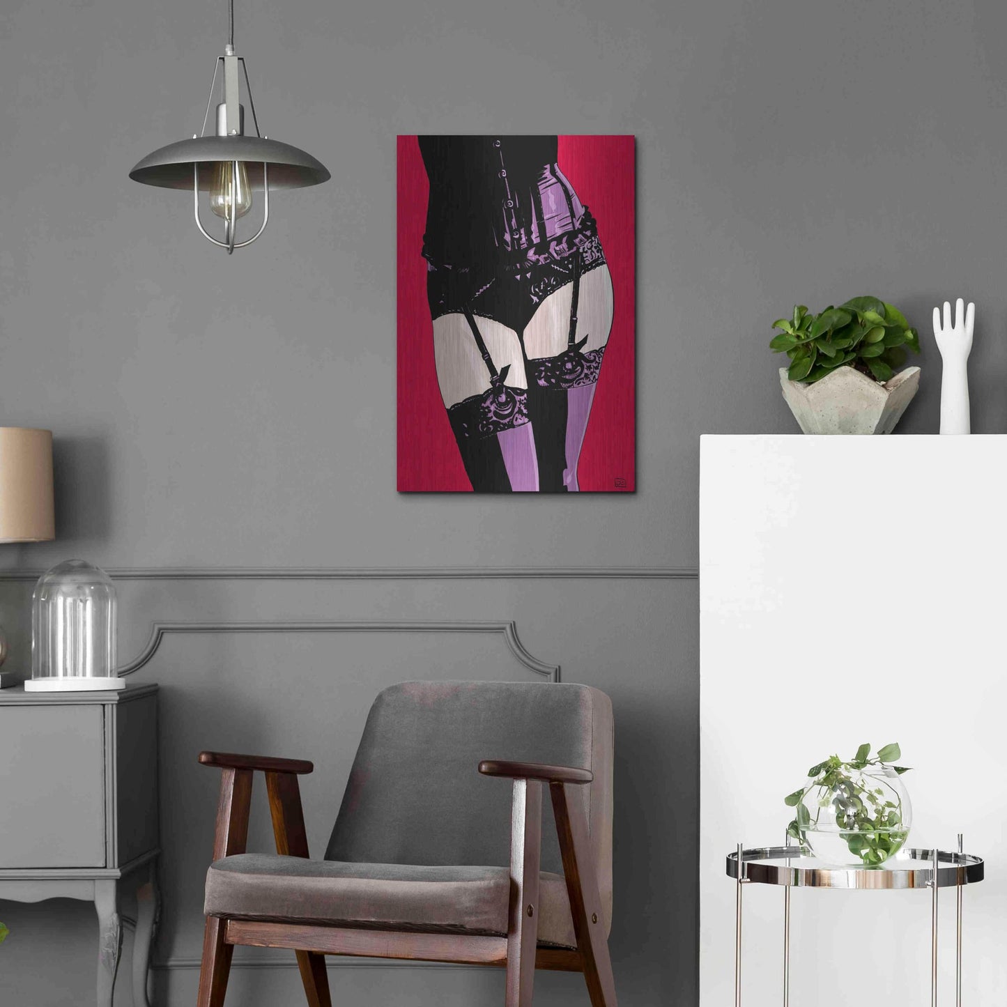 Luxe Metal Art 'Purple Corset' by Giuseppe Cristiano, Metal Wall Art,16x24