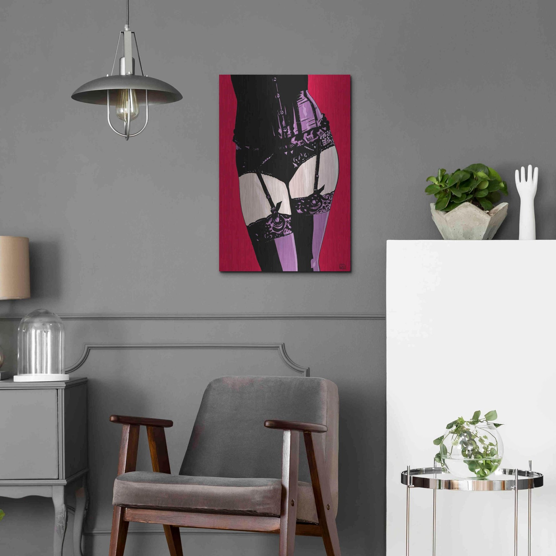 Luxe Metal Art 'Purple Corset' by Giuseppe Cristiano, Metal Wall Art,16x24