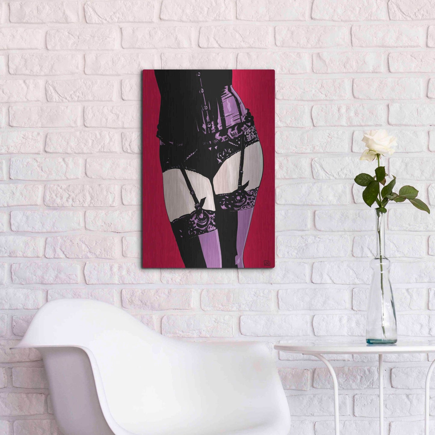 Luxe Metal Art 'Purple Corset' by Giuseppe Cristiano, Metal Wall Art,16x24