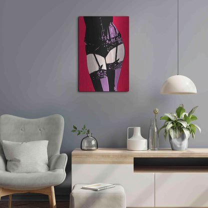 Luxe Metal Art 'Purple Corset' by Giuseppe Cristiano, Metal Wall Art,16x24