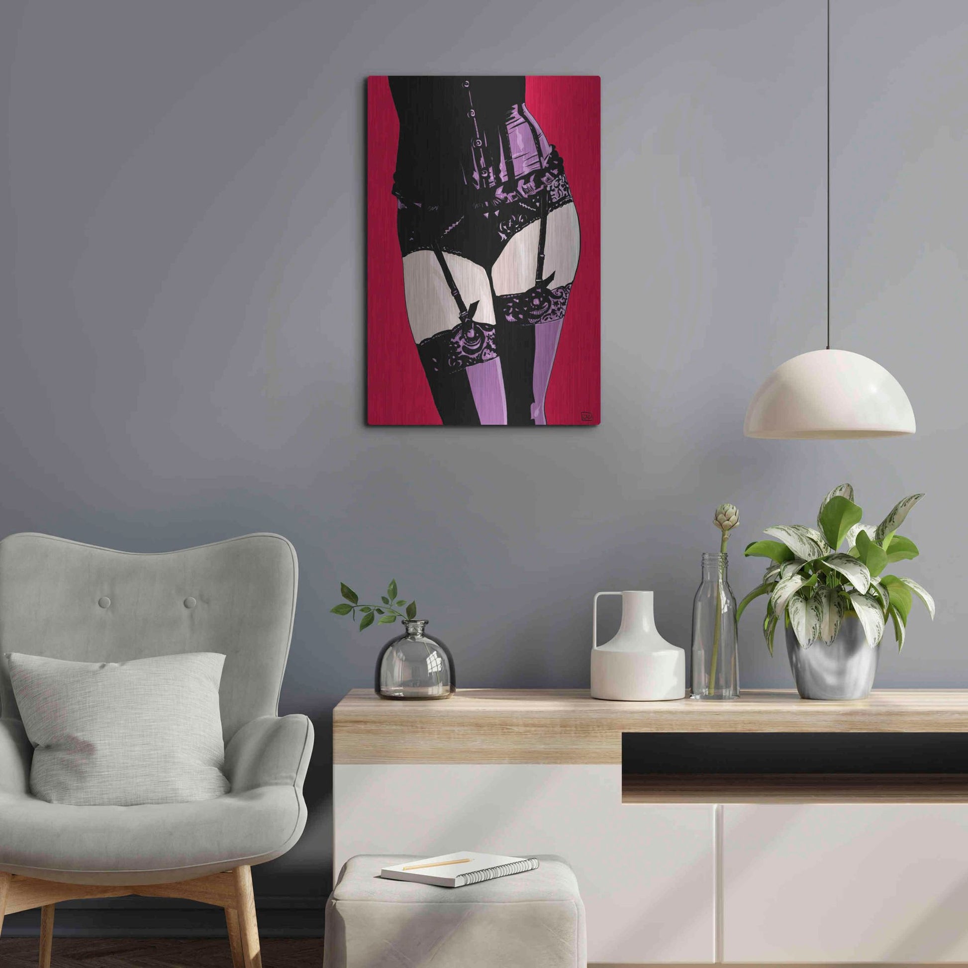 Luxe Metal Art 'Purple Corset' by Giuseppe Cristiano, Metal Wall Art,16x24