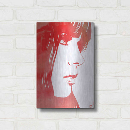 Luxe Metal Art 'Portrait in Red' by Giuseppe Cristiano, Metal Wall Art,12x16