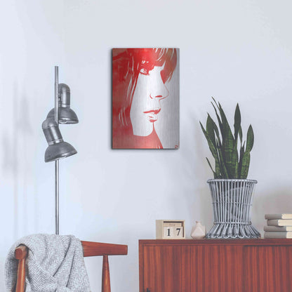 Luxe Metal Art 'Portrait in Red' by Giuseppe Cristiano, Metal Wall Art,16x24