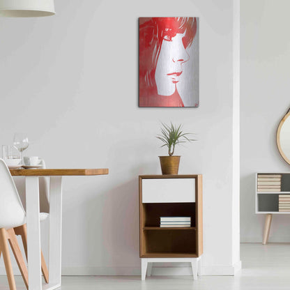 Luxe Metal Art 'Portrait in Red' by Giuseppe Cristiano, Metal Wall Art,16x24