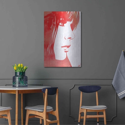 Luxe Metal Art 'Portrait in Red' by Giuseppe Cristiano, Metal Wall Art,24x36