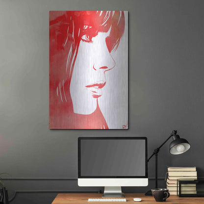 Luxe Metal Art 'Portrait in Red' by Giuseppe Cristiano, Metal Wall Art,24x36