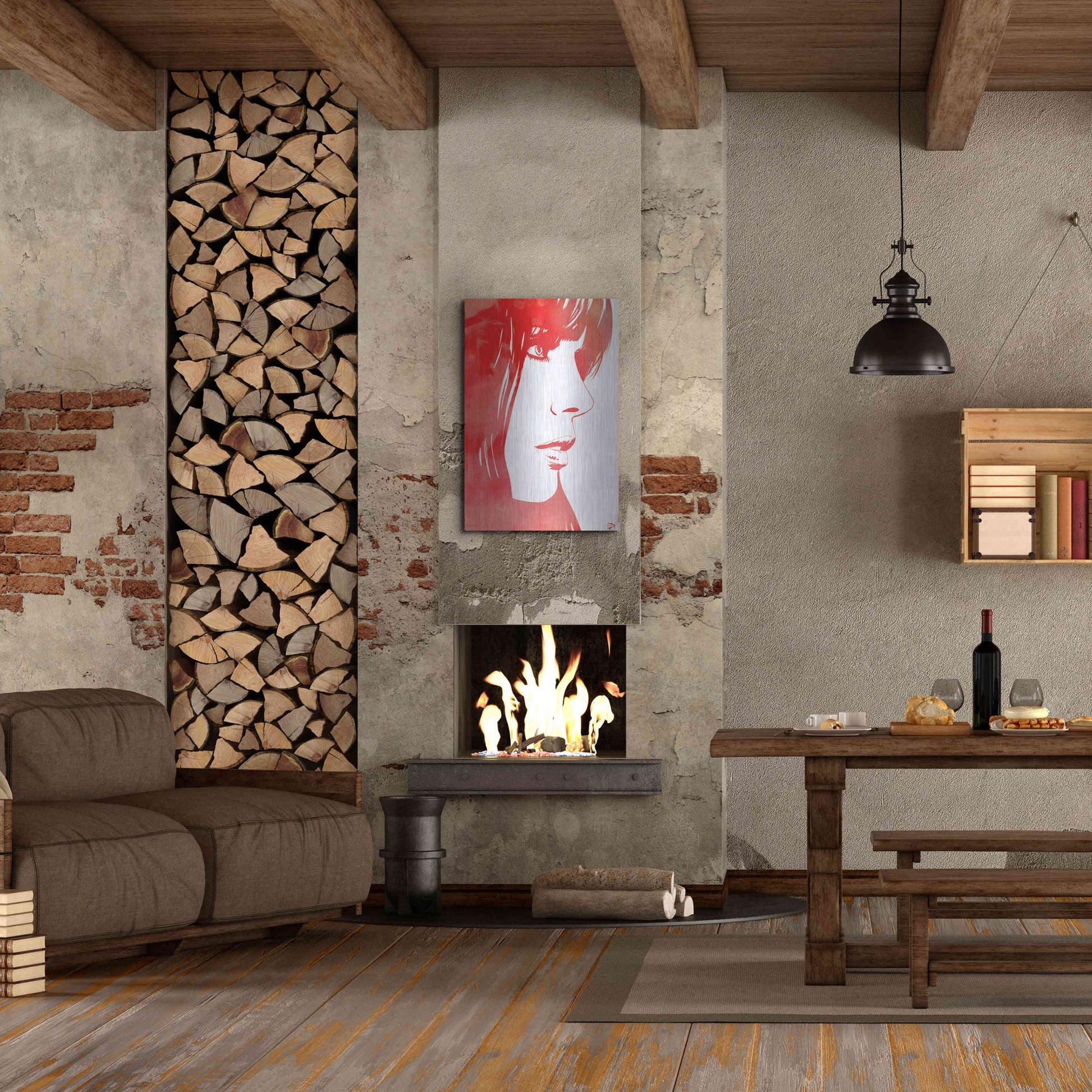 Luxe Metal Art 'Portrait in Red' by Giuseppe Cristiano, Metal Wall Art,24x36