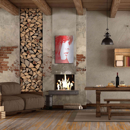 Luxe Metal Art 'Portrait in Red' by Giuseppe Cristiano, Metal Wall Art,24x36