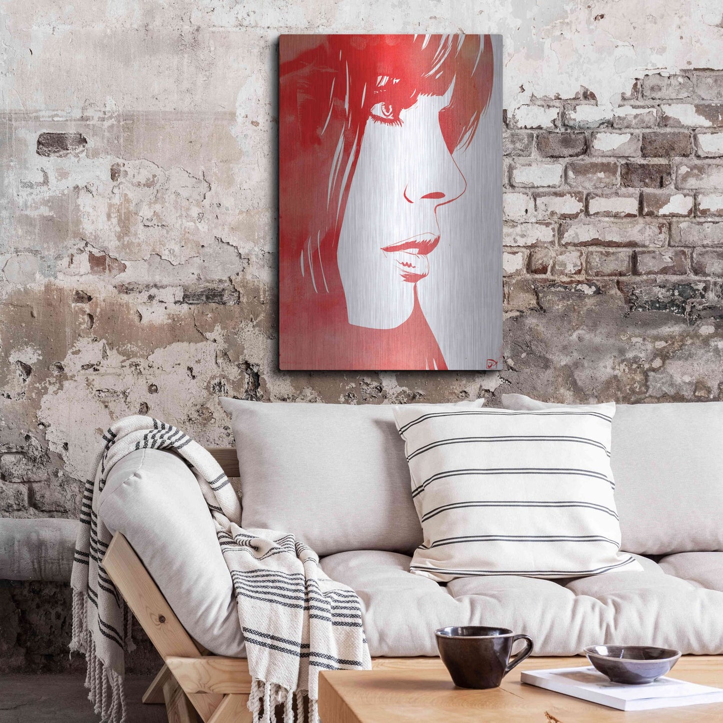 Luxe Metal Art 'Portrait in Red' by Giuseppe Cristiano, Metal Wall Art,24x36