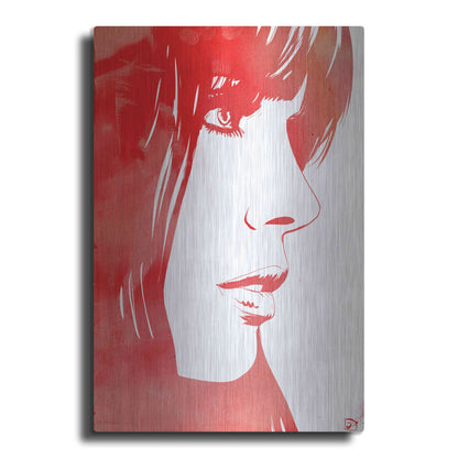 Luxe Metal Art 'Portrait in Red' by Giuseppe Cristiano, Metal Wall Art