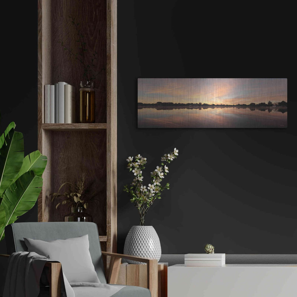'Bayside Reflections' by Lori Deiter – Metal Wall Art, 36x12 room view