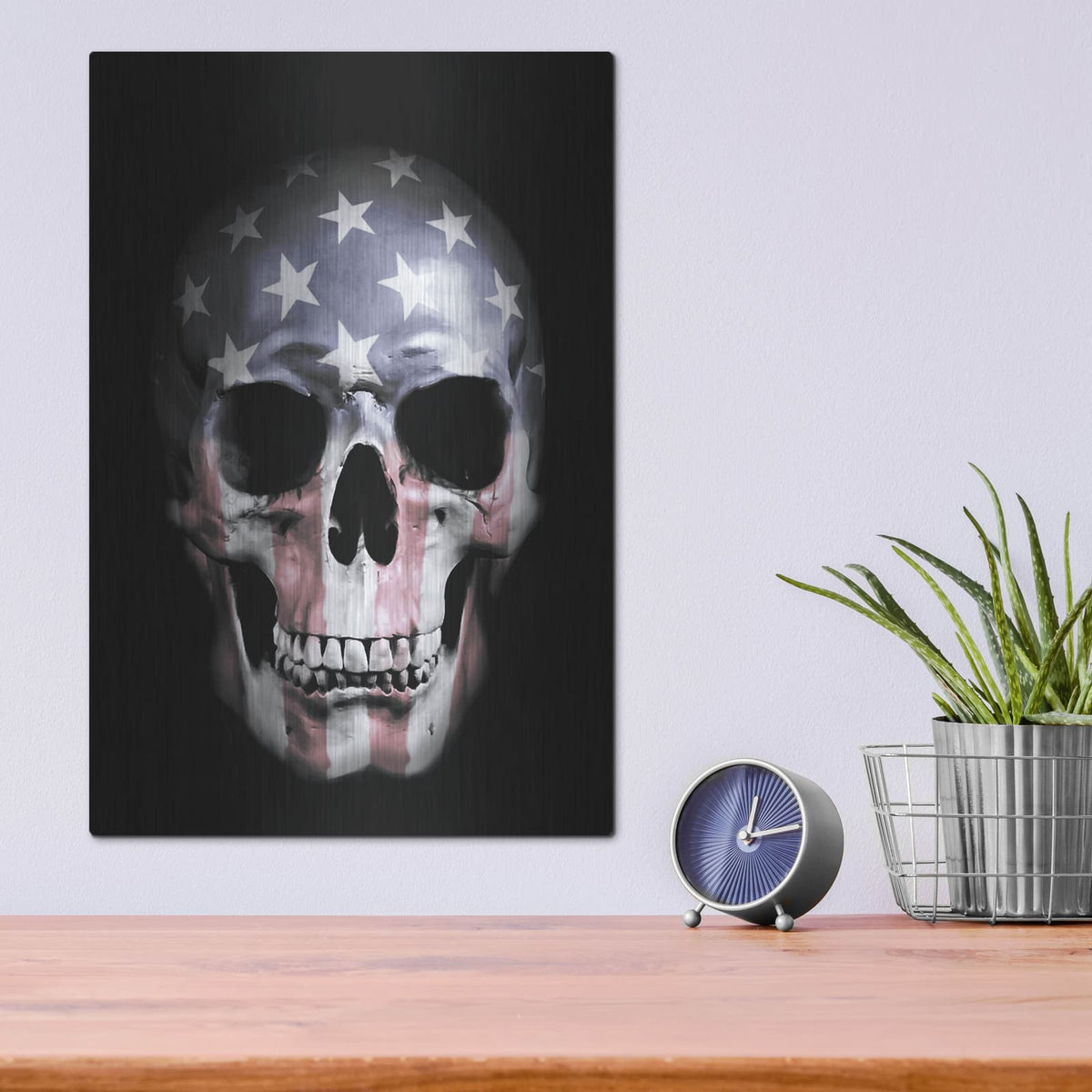 'American Skull' by Nicklas Gustafsson – Metal Wall Art, 12x16 room view