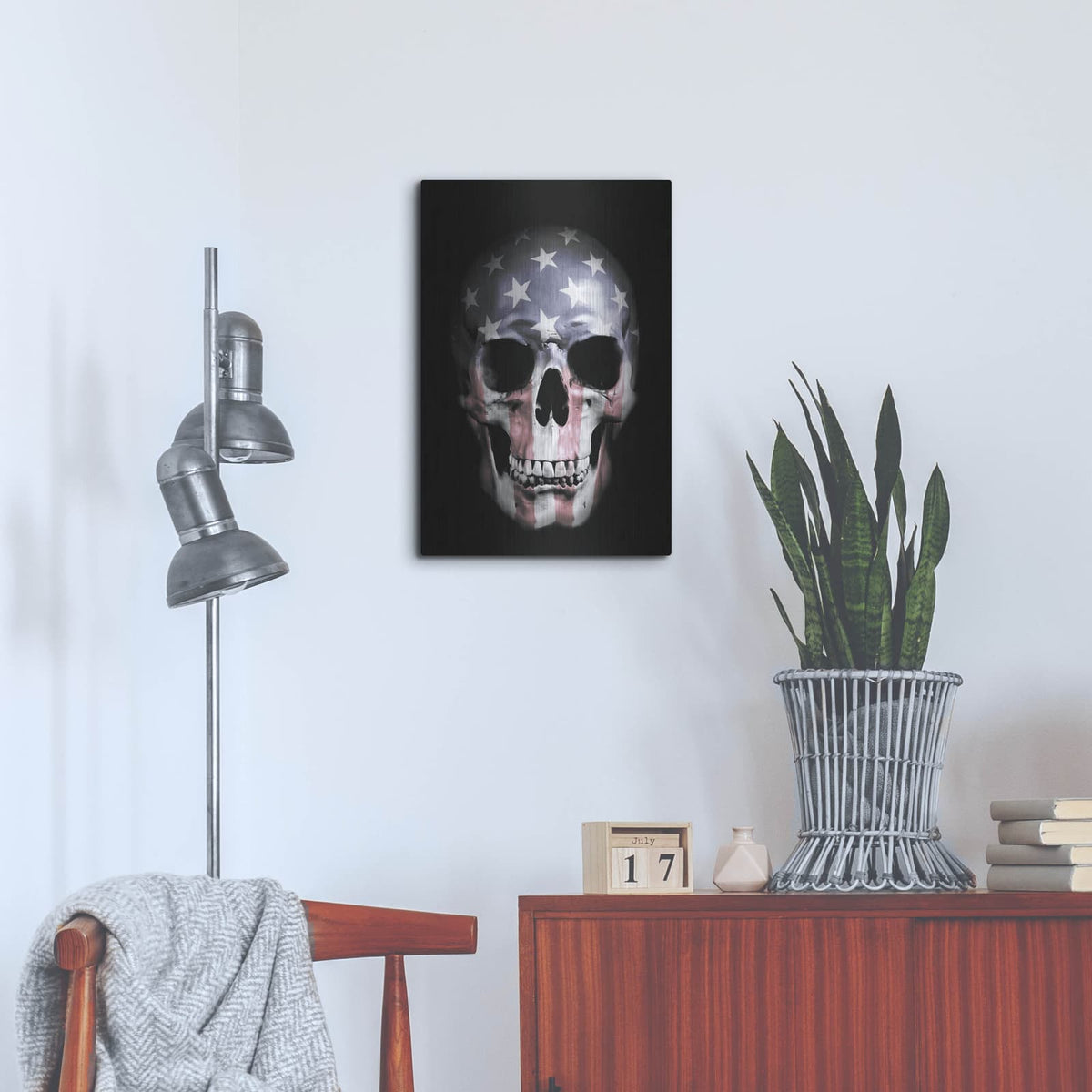 'American Skull' by Nicklas Gustafsson – Metal Wall Art, 16x24 room view