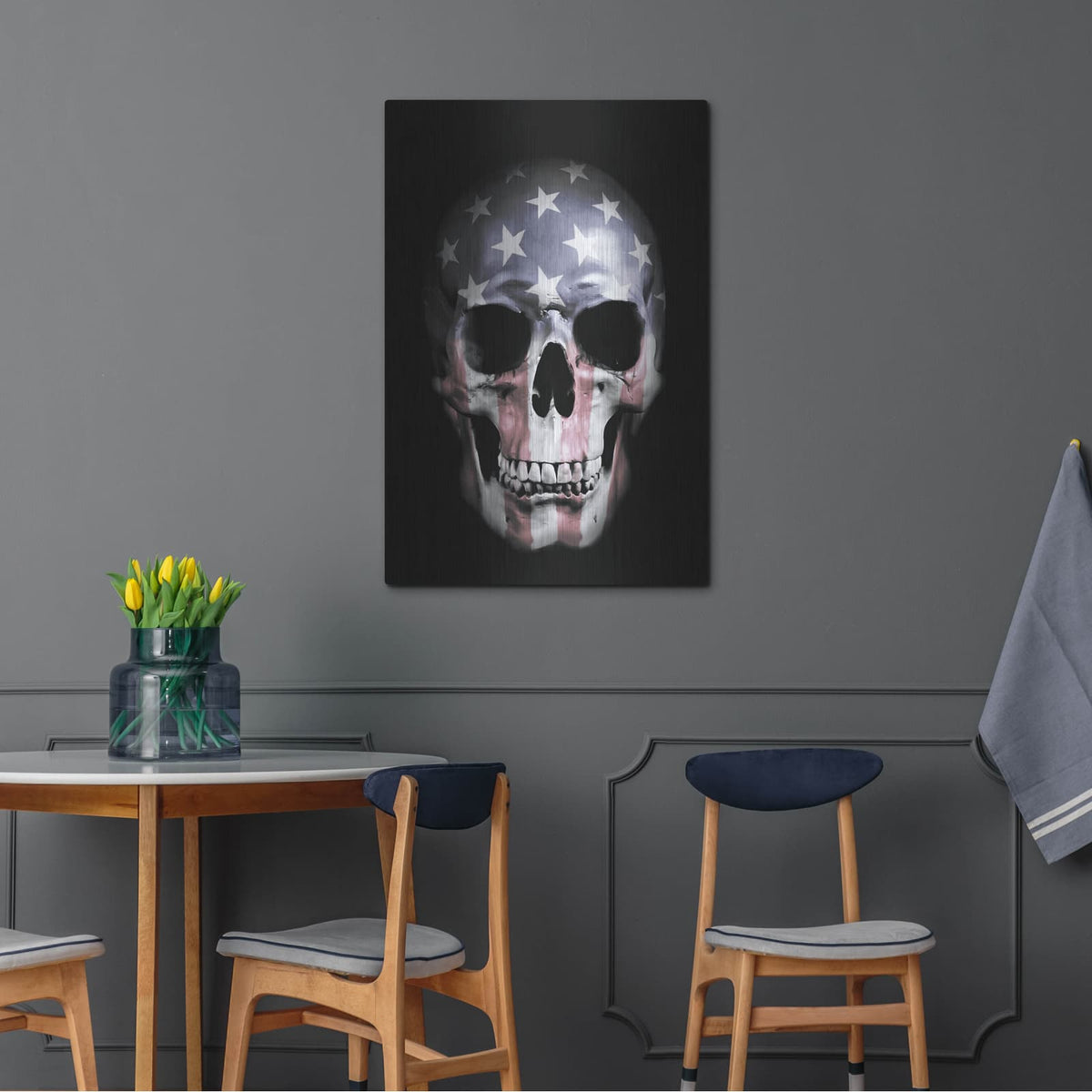 'American Skull' by Nicklas Gustafsson – Metal Wall Art, 24x36 room view