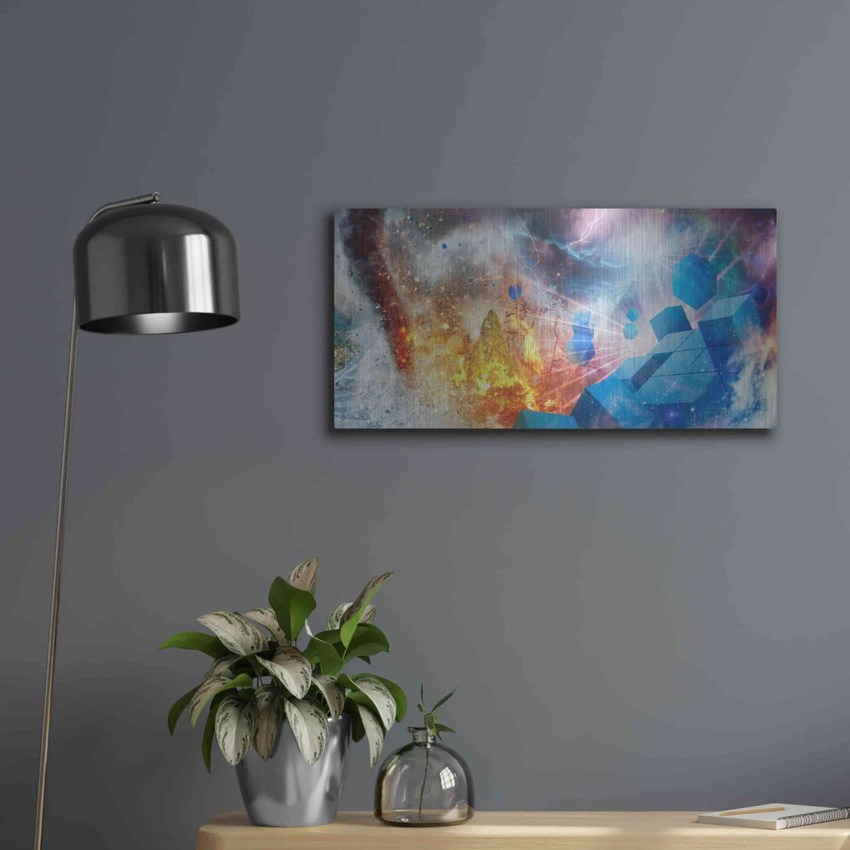 'Press Start Part 2' by Mario Sanchez Nevado – Metal Wall Art, 24x12 room view