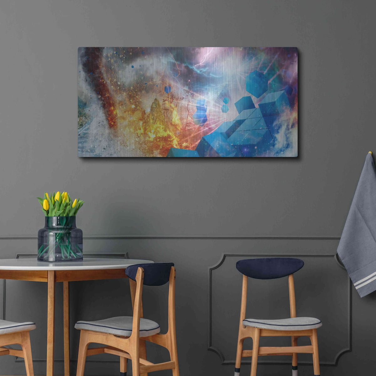 'Press Start Part 2' by Mario Sanchez Nevado – Metal Wall Art, 48x24 room view