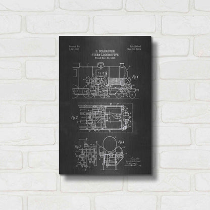 Luxe Metal Art 'Steam Locomotive Blueprint Chalkboard Patent' Metal Wall Art,12x16