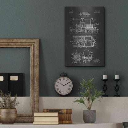 Luxe Metal Art 'Steam Locomotive Blueprint Chalkboard Patent' Metal Wall Art,12x16