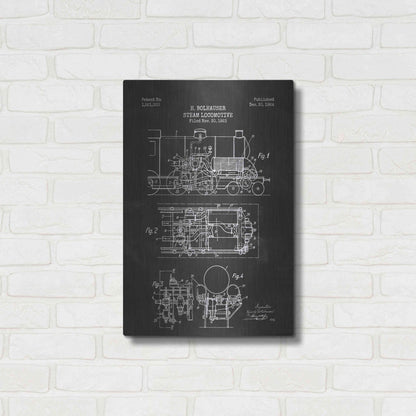 Luxe Metal Art 'Steam Locomotive Blueprint Chalkboard Patent' Metal Wall Art,16x24