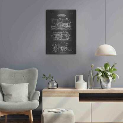 Luxe Metal Art 'Steam Locomotive Blueprint Chalkboard Patent' Metal Wall Art,16x24
