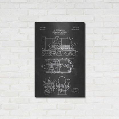 Luxe Metal Art 'Steam Locomotive Blueprint Chalkboard Patent' Metal Wall Art,24x36
