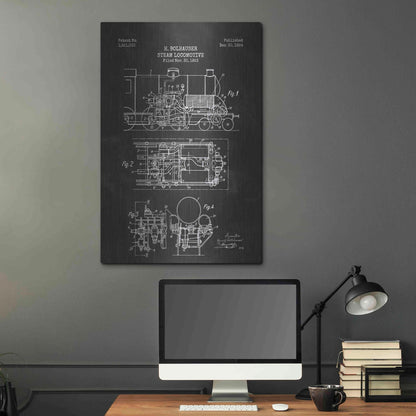 Luxe Metal Art 'Steam Locomotive Blueprint Chalkboard Patent' Metal Wall Art,24x36