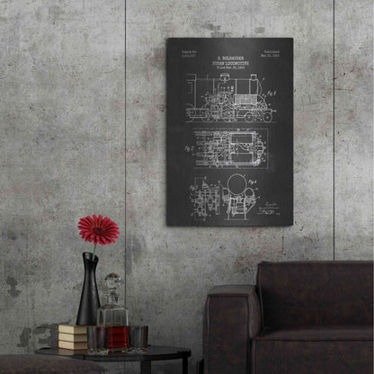 Luxe Metal Art 'Steam Locomotive Blueprint Chalkboard Patent' Metal Wall Art,24x36