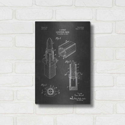 Luxe Metal Art 'Lipstick Case Blueprint Chalkboard Patent' Metal Wall Art,12x16