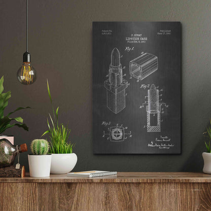 Luxe Metal Art 'Lipstick Case Blueprint Chalkboard Patent' Metal Wall Art,12x16