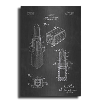 Luxe Metal Art 'Lipstick Case Blueprint Chalkboard Patent' Metal Wall Art