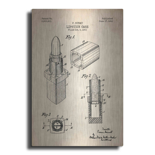 Luxe Metal Art 'Lipstick Case Blueprint Parchment Patent' Metal Wall Art