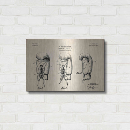 Luxe Metal Art 'Boxing Glove, 1925 Blueprint Parchment Patent' Metal Wall Art,24x16