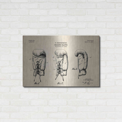 Luxe Metal Art 'Boxing Glove, 1925 Blueprint Parchment Patent' Metal Wall Art,36x24